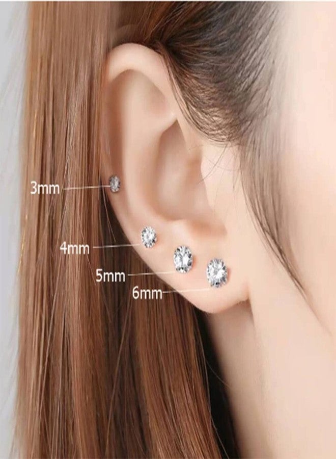 Renkovte Dainty Flat Screw Back CZ Stud Earrings,Secure Screw on Flatback Cubic Zirconia Earrings for Cartilage Helix Piercing for Women Hypoallergenic (6mm CZ, Gold) - Image 4
